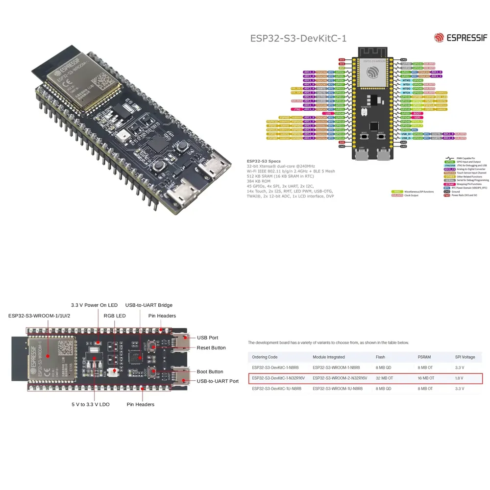 Espressif ESP32-S3-DevKitC-1 개 - Devkitc 리뷰 및 가격